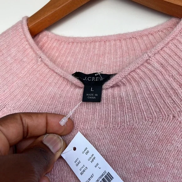 J.Crew Merino Wool and Alpaca Blend Light Pink Crewneck roll neck Size L - Picture 8 of 12
